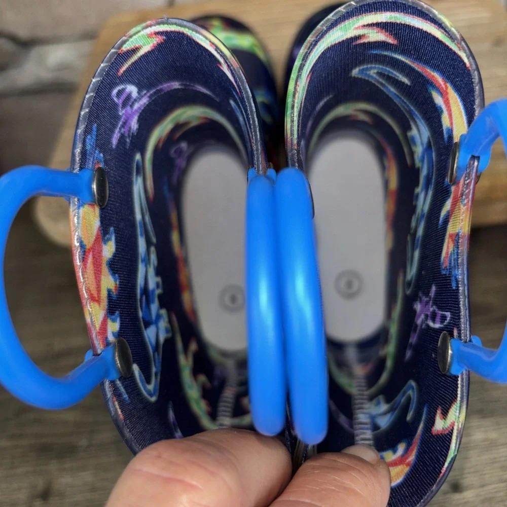 Zoogs Toddler Pull On Handle Rain Boots Dinosaur Print Blue Size 8